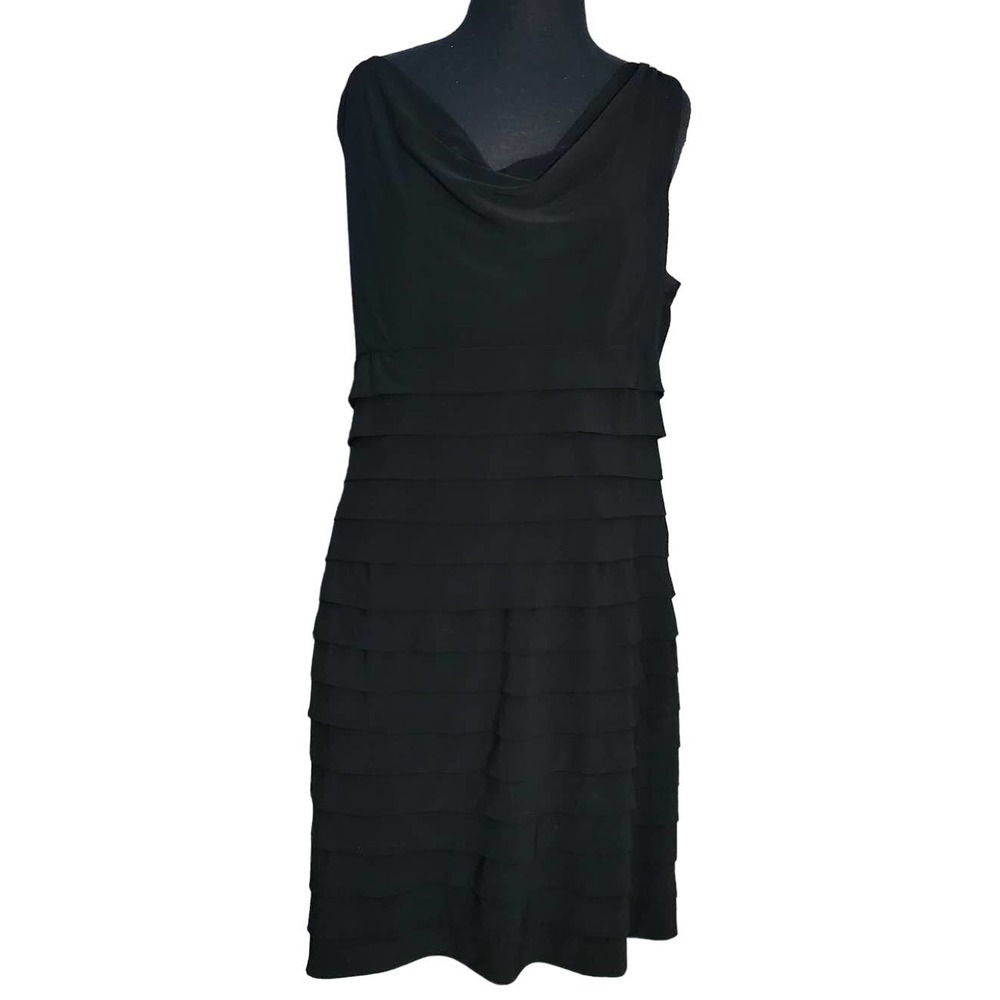 American Living black draped tiered layer dress sz 16